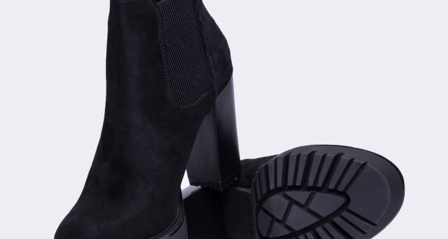 Skórzane czarne botki damskie